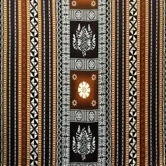 1 Yard Fiji Turtle Border Poly Linen Fabric 55 Inch Width Brown/gold