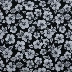 1 Yard Hibiscus Flower Polyester Fabric For Apparel Sewing And Tropical Craft Projects 60 Inch Black