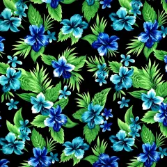 1 Yard Dual Color Tropical Clusters Peachskin Fabric 45 Inch Width Black & Blue