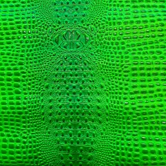 1 Yard 3D Embossed Gator Vinyl Fabric Faux Alligator Upholstery Craft Material Durable 56" Width Neon Green