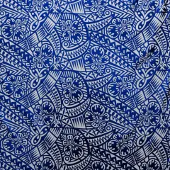 1 Yard Traditional Polynesian Tattoo Hibiscus Design Fabric Polyester Foil 60 Inches Width Black/Silver