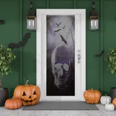 Northlight Spooky Graveyard with Skull and Bats Halloween Door Decoration - 70.75" Black