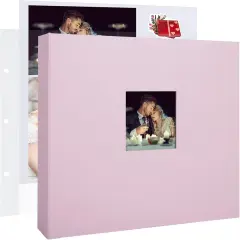 Large 3 Ring DIY Scrapbook Photo Album Journal with 30 Plastic Sleeves 60 Pages and Fabric Cover for Baby Travel Wedding Couple Anniversary kids Adventure