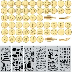 Wood Burning Tips Letters Uppercase Alphabet Number Symbol Branding and Personalization Set (Include 38 Numbers 18 Symbol and 6 Stencils)
