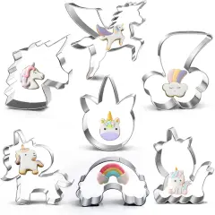 Unicorn Cookie Cutter Set-3 Inches-7 Piece-5 Unicorn Face&Head, Rainbow, Shooting Star, Fantasy Unicorn Fondant Molds for Kids Holiday Wedding Birthday Party Supplies Favors.