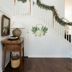 Spring Wreaths for Front Door 10" Artificial Floral Wood Bead Wreaths Eucalyptus Leaves Rose Hydrangea Wreaths for Front Door Boho Farmhouse Wall Decor 2 Pack - White