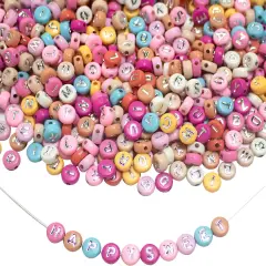1200pcs Acrylic Colorfull Letter Beads for Jewelry Making Alphabet Beads with Elastic String Bead Cord 7x4mm A-Z Silver Letter Beads for DIY Necklace Friendship Bracelet Making