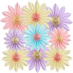 Sunflower Party Decorations Pastel Paper Fans Party Decor Summer Beige Spring Decoration Blue Pink Hanging Purple Flower Garland
