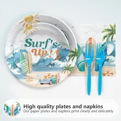 Surfs Up Party Decorations Summer Surfboard Plates and Napkins Tableware Sets