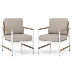 2 Packs Patio Aluminum Sofa with Wicker Backrest and Armrests Ideal Addition for Outdoor Use