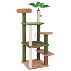 Multilevel Cat Tree with Rope Plush Perch Toy Bed and Scratching Posts