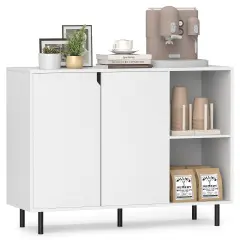42 Inch Sideboard Buffet Cabinet Kitchen with Adjustable Shelves-White