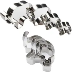 Elephant Cookie Cutter Set of 4 Counts Animal Biscuit Cutter Baby Shower Press Cookie Molds Stainless Steel Metal Fondant Cutter (Elephant Cookie Cutter)