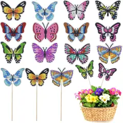 12 PCS Butterfly Diamond Art Kits, Butterfly Diamond Painting Kits, Butterfly Art Craft Supplies, Mini Diamond Art Kits for Adults, Diamond Art Butterfly for Garden Decor