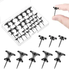 Metal Push Pins, 35 Pieces Large Double Headed Picture Hanging Nails and Black Thumb Tacks for Wall Cork Board Poster Hanging, Wall Pins Wall Tacks for Office Home Decor