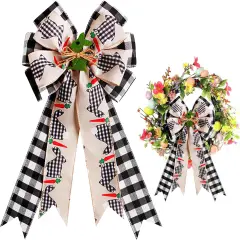 Large Easter Bow for Wreath,Black Pink Easter Tree Topper,Easter Bows for Wreaths,Outdoor Easter Wreath,Easter Bunny Tree Topper