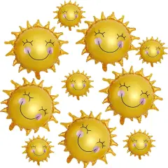 10PCS Sun Smil Foil Balloons Sunshin Aluminum Balloon Gold Summer Sun Helium Mylar Party Balloons