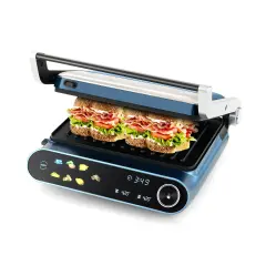 7-in-1 Electric Indoor Panini Press Grill &ndash; 1200W Contact Grill with Smart LED Display & Removable Plates
