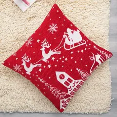 Santa's Magic Sleigh Jacquard Machine Woven Throw Pillow - 24" X 24"