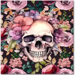 Paint by Numbers Kit for Adults, A Skull with Flowers Paint by Numbers with Paintbrushes and Acrylic Pigment, Skull Paint by Numbers Kit for Adults Beginner 16x20 Inch Frameless
