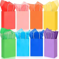 24 Pack 5.5x2.75x7.8 Inch Gift Bags with Tissue Paper, 8 Colors Party Favor Bags