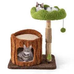 Multi-Level Cat Tree Tower with Scratching Posts and Cute Hanging Ball Ideal for Indoor Use