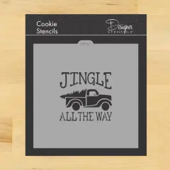 Jingle Vintage Truck Cookie & Craft Stencil | CM167 by Designer Stencils | Cookie Decorating Tools | Baking Stencils for Royal Icing, Airbrush, Dusting Powder | Craft Stencils for Canvas, Paper, Wood | Reusable Food Grade Stencil