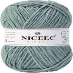 1 Skein Soft Wool-Acrylic Yarn for Knitting Worsted Weight Yarn Quality Yarn for DIY Craft Wool Blend Yarn for Crochet Blanket Yarn(3.53oz,153yds)-Pale Grayish Green