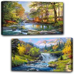 2 Pack Diamond Painting Kits，Large 5D DIY Landscape Diamond Painting Kits for Adults，DIY Full Drill Crystal Rhinestone Arts and Crafts，Lake Gem Art Painting with Diamond Home Wall Decor (28X16inch)