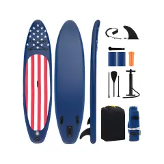 Inflatable Paddle Board with Triple Fins and Adjustable Handle