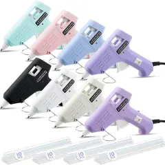8 Pieces Mini Glue Gun for Class Project, Macaron Color Hot Melt Gun with 40 Glue Sticks, Low Temp Glue Gun with Burn Protection for Kids School DIY Arts Project Home Quick Repairs, 20 W