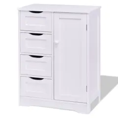 4-Drawer MDF Storage Cabinet with Adjustable Shelf &ndash; White Finish for Bathroom, Bedroom, or Home Office