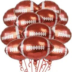 Football Party Balloons,12 pcs 18 Inch Football Shaped Foil Balloon for Tailgate Game Day Football Theme Birthday Party Decorations,Sport Themed Birthday Party Decor Supplies