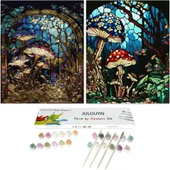 2 Pack Mushroom Paint by Numbers Kit for Adults, Easy Adult Paint by Number Kits On Canvas, Painting by Numbers for Beginner Gift Home Decor 16x20 in