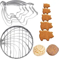 Concha Cutter Mexican Bread Mold With 5 Sizes Piggy Cookie Cutter Stainless Steel Concha Stamp Two Sided Mold For Cortador De Conchas De Pan Mexicano