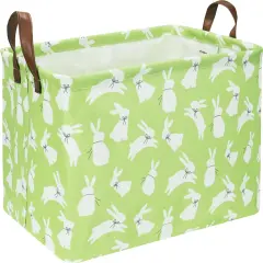 Rectangular Green Bunny Basket Empty,Rabbit Storage Basket for Kids,Waterproof Storage Basket with Handles