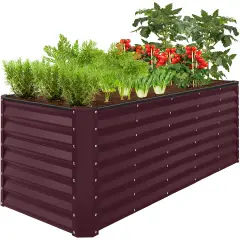 Best Choice Products 8x2x2ft Raised Metal Outdoor Garden Bed, Planter Box for Flowers, Vegetables, Herbs Burgundy