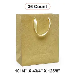10 1/4'' x 4 3/4'' x 12 5/8'' Glitter Grain Totes for Retail and Gift Displays Champagne