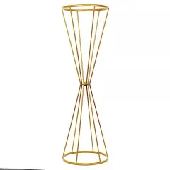 27-Inch Reversible Gold Geometric Metal Flower Stand Centerpiece Pedestal Party