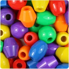 BeadTin Opaque Mix 25mm Jumbo Shape Plastic Pony Beads (8oz)
