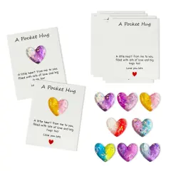 Wrapables Pocket Hug Valentines Day Token Heart Gift with Greeting Card (Set of 8)