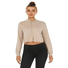 Bella + Canvas&reg; Women&rsquo;s Triblend Crop Long Sleeve Hoodie Tan Triblend
