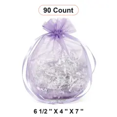 Wide Round Flat Bottom Organza Bags 6 1/2 '' X 4 '' X 7 '' for Favor Packaging Lavender