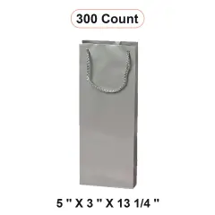 Chic Glossy Paper Wine Bottle Euro Tote 5" x 3" x 13 1/4" Silver