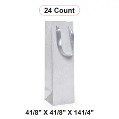 Stylish Glitter Grain Wine Totes Large Size 4 1/8'' x 4 1/8'' x 14 1/4'' Silver