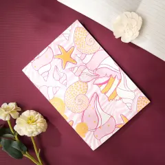 Soft Cover Orange Seashells Notebook - Pack of 5, 10 X 7 Inch