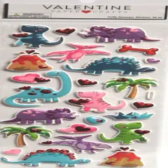Valentine Paper Crafts Puffy Dinosaur Dimensional Stickers