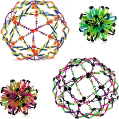 4E's Novelty 4 Pack Expandable Ball - Perfect Stress Balls for Adults & Kids, Ideal Plastic Expandable Ball Toy for Calm Down Corner Supplies & ADHD