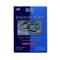 Blitz Jewelry Wipes - 30 Disposable Dry Wipes - Non-Toxic and Environmentally Friendly - Made in the USA