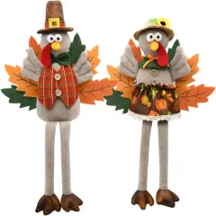 Stuffed Turkey Plush Couple Tabletop Centerpieces